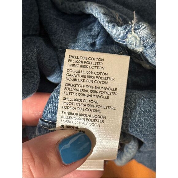 Free People Quilted Denim Dolman  Cali Indigo Sz Large - Picture 10 of 11